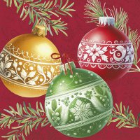 Napkins 25x25 cm - CHRISTMAS BUBBLES red