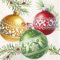 Napkins 25x25 cm - CHRISTMAS BUBBLES cream