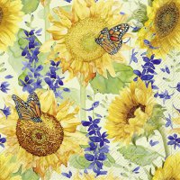 Napkins 25x25 cm - SUNFLOWER AND LARKSPUR green