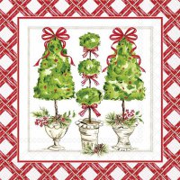 Napkins 25x25 cm - HOLLY TOPIARY red