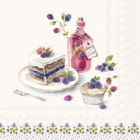 Napkins 25x25 cm - BERRY TEATIME cream