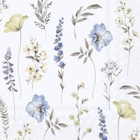 Napkins 25x25 cm - SOFTLY FADED BLOOMS light blue