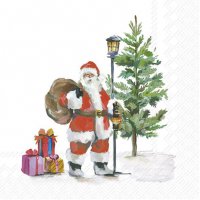 Napkins 25x25 cm - SANTA IS ON THE WAY white