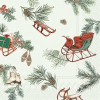 Serviettes 25x25 cm - SLEIGH TIME mint