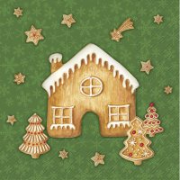 Serviettes 25x25 cm - SANTAS FAVORITE COOKIES green