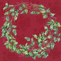 Serviettes 25x25 cm - ILEX WREATH red