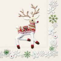 Serviettes 25x25 cm - CHRISTMAS HANDCRAFTS cream