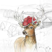 Napkins 25x25 cm - BLACK FOREST DEER
