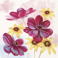 Serviettes 25x25 cm - CHOCOLATE FLOWERS cream