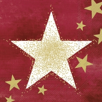 Napkins 33x33 cm - SHINING STARS red gold