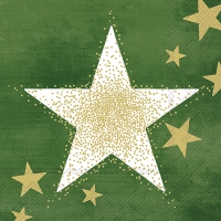 Napkins 33x33 cm - SHINING STARS green gold
