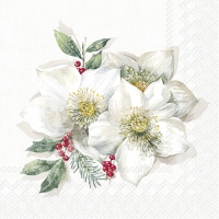 Napkins 33x33 cm - CHRISTMAS ROSE white