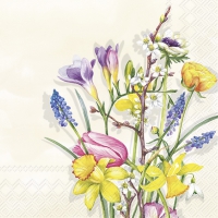 Servietten 33x33 cm - SPRING FLOWERS cream