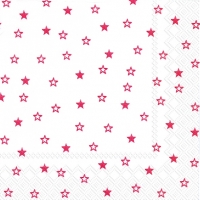 Servietten 33x33 cm - LITTLE STARS white red
