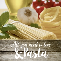 Serviettes 33x33 cm - ALL YOU NEED IS LOVE & PASTA