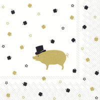 Servietten 33x33 cm - MR PIG gold