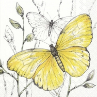 Servietten 33x33 cm - COLOURFUL BUTTERFLIES yellow