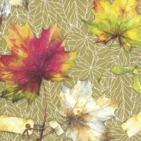 Serviettes 33x33 cm - COUNTRY LEAVES ochre