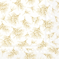 Serviettes 33x33 cm - MISTLETOE ALLOVER white gold