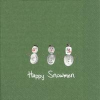 Napkins 33x33 cm - HAPPY SNOWMEN green