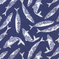 Napkins 33x33 cm - DECORATIVE FISH blue