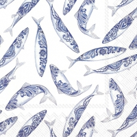 Servietten 33x33 cm - DECORATIVE FISH white