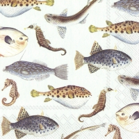 餐巾33x33厘米 - FISH OF THE SEA light blue