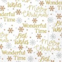 Serviettes 33x33 cm - X-MAS LETTERS cream gold
