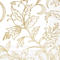 Serviettes 33x33 cm - GOLDEN FLOWER white gold