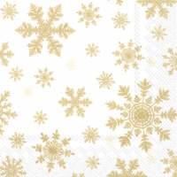 Napkins 33x33 cm - FALLING SNOWFLAKES white gold