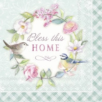 Serviettes 33x33 cm - BLESS THIS HOME turquoise