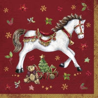 Салфетки 33x33 см - FESTIVE HORSE red