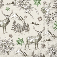 Servietten 33x33 cm - WINTER LODGE cream
