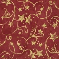 餐巾33x33厘米 - STAR GARLAND red gold