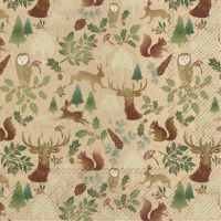 Servietten 33x33 cm - IN THE WOOD green red