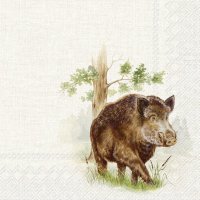 Servietten 33x33 cm - HUNTED WILD BOAR cream
