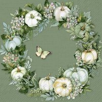 Servietten 33x33 cm - PUMPKIN WREATH green
