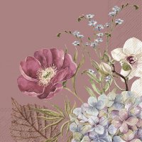 Servietten 33x33 cm - BELLES FLEURS old rose