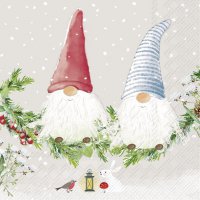 Serviettes 33x33 cm - TWO LITTLE FRIENDS light grey