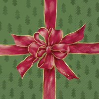 Serviettes 33x33 cm - CHRISTMAS BOW green red
