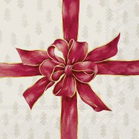 Serviettes 33x33 cm - CHRISTMAS BOW cream red