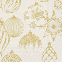 Napkins 33x33 cm - SHINING BAUBLES cream gold