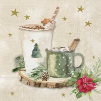 Napkins 33x33 cm - X-MAS DRINKS cream