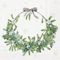 Napkins 33x33 cm - MISTLETOE WREATH cream