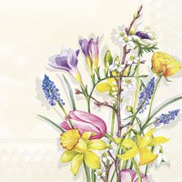 Servilletas 33x33 cm - SPRING FLOWERS cream