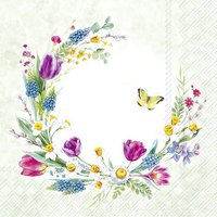 Napkins 33x33 cm - LOVING SPRING WREATH li. green