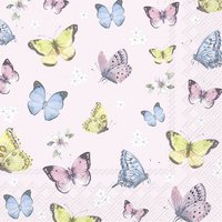 Napkins 33x33 cm - ROMANTIC BUTTERFLIES lig. rose