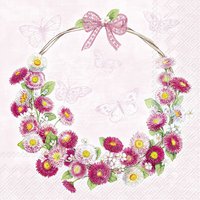 Serviettes 33x33 cm - BELLIES WREATH rose