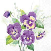 Serviettes 33x33 cm - PANSIES BOUQUET purple