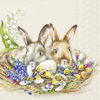 Serviettes 33x33 cm - CUDDLY BUNNIES cream